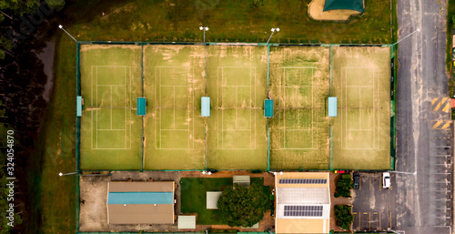 Tennis courts birds eye view top down drone  Ariel 