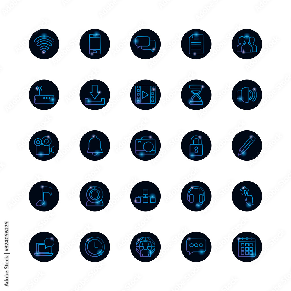 Isolated social media gradient style icon set vector design Isolated social media gradient style icon set vector design