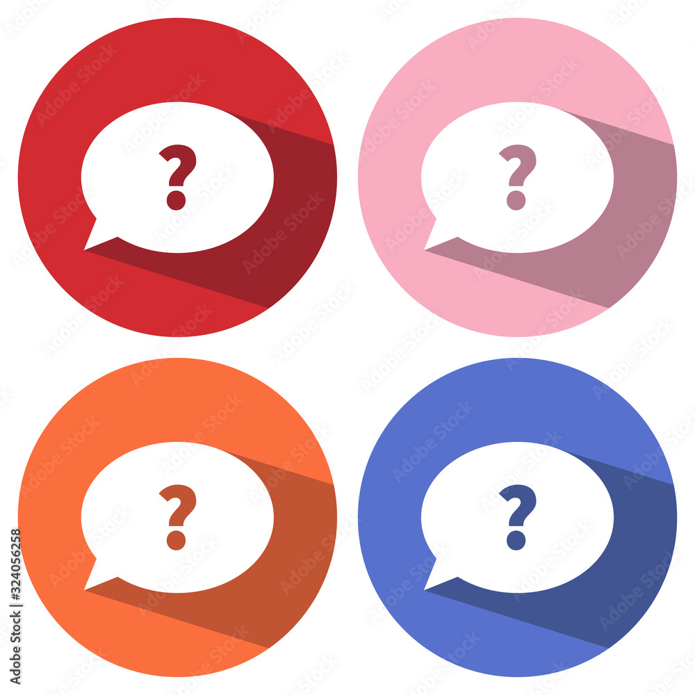 Speech bubbles with Question Mark icon vector icon. Flat design style with long shadow. Thinking vector symbol. Communication bubble. Thought bubble vector icon. Chat think symbol. Speech bubbles with Question Mark icon vector icon. Flat design style with long shadow. Thinking vector symbol. Communication bubble. Thought bubble vector icon. Chat think symbol.