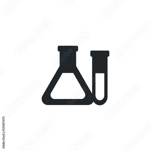 chemical laboratory test tubes, silhouette style icon