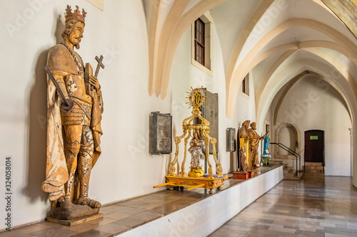 Tyniec, Poland - Gothic cloisters and passages of the Tyniec Benedictine Abbey at the Vistula River near Cracow photo