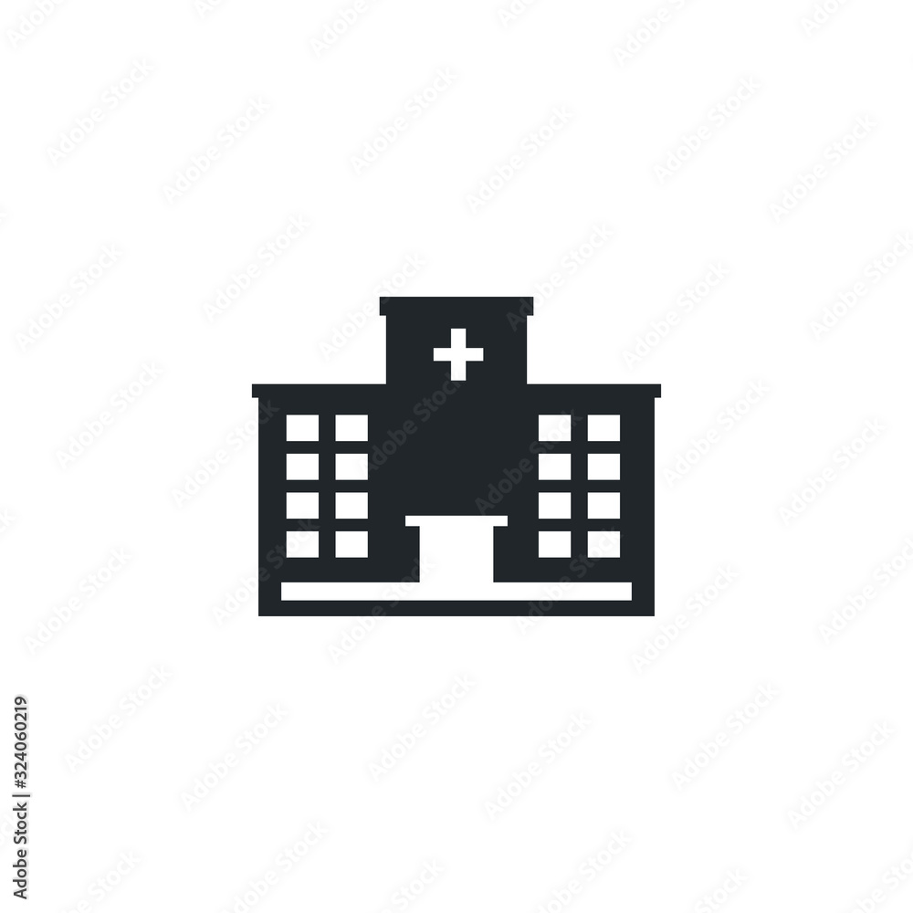 hospital building, silhouette style icon