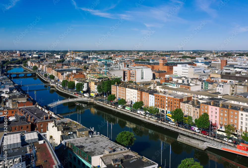 Naklejka premium widok z lotu ptaka na Dublin, Irlandia