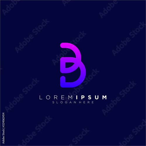 letter B full color vector design logo