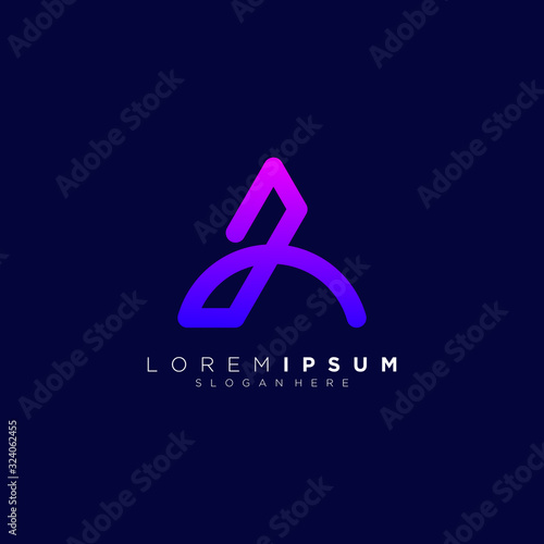 letter A full color vector design logo
