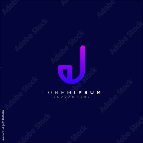 letter J full color vector design logo