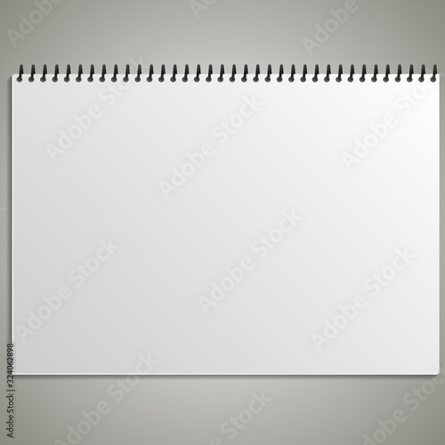 Calendar sheet of paper on a gray background
