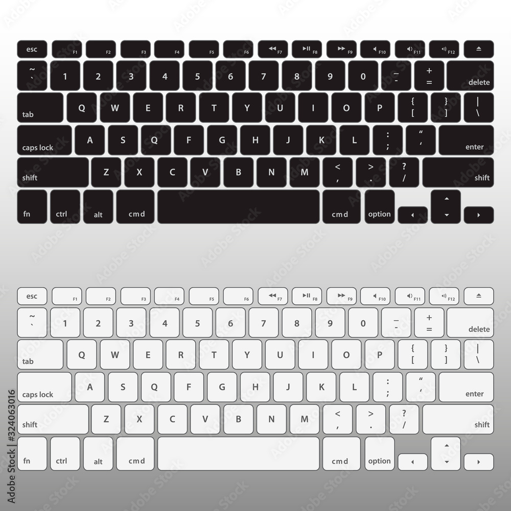 Set Black and White Keyboard Stroke QWERTY - Isolated Vector Illustration Set Black and White Keyboard Stroke QWERTY - Isolated Vector Illustration