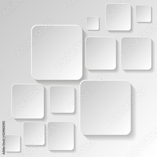 Paper square banner with drop shadows on white background. Vector illustration