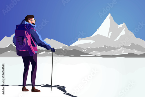 graphic vector of winter landscape illustration. landscape background