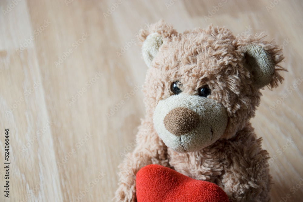 Obraz premium Teddy bear with a red heart