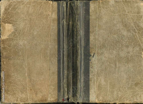 Blank old open book cover mockup close up. Vintage texture surface background. Blank retro backgrop with empty place for text or design.