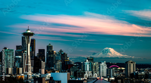 Seattle Sunset Skyline With MT. Rainer from Kerry Parl, Queen Ann IN 2020