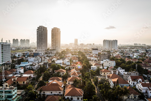 Canvas Print A view over District 2 and beyond, Ho Chi Minh City, Vietnam