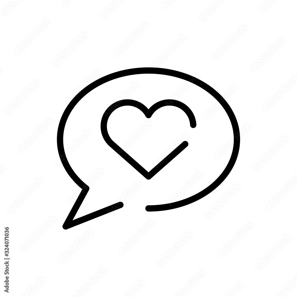 speech bubble with heart icon , line style design