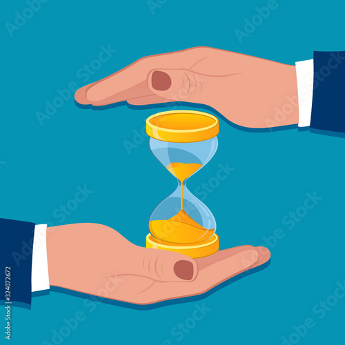 Time management, time protection theme, vector illustration 
