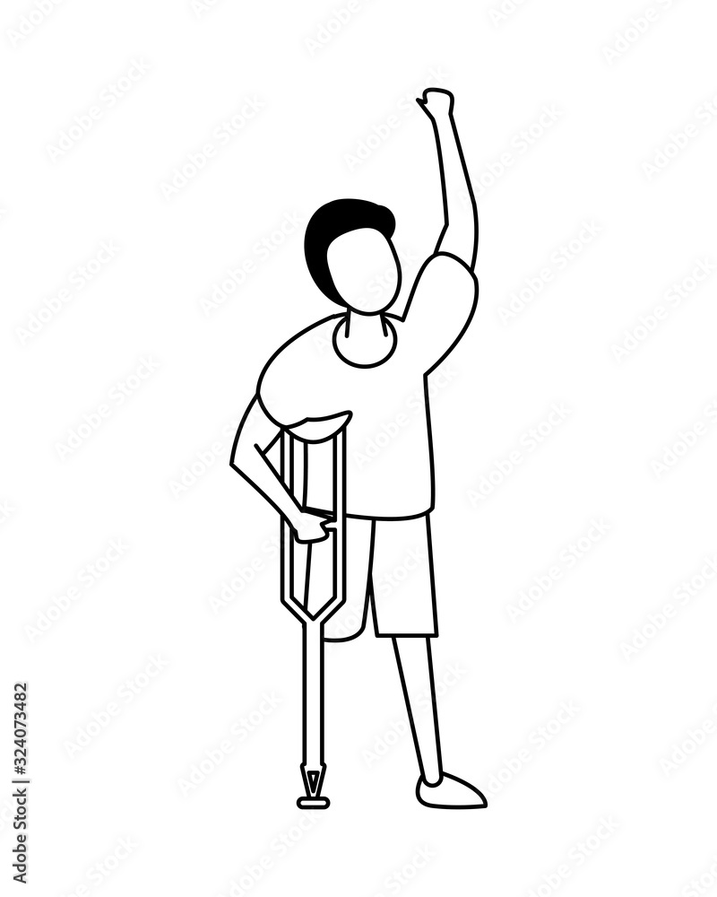activist man protesting in crutch activist man protesting in crutch