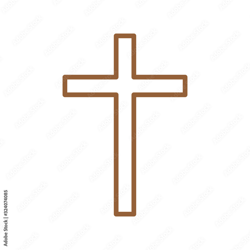 Christian and catholic cross line style icon vector design
