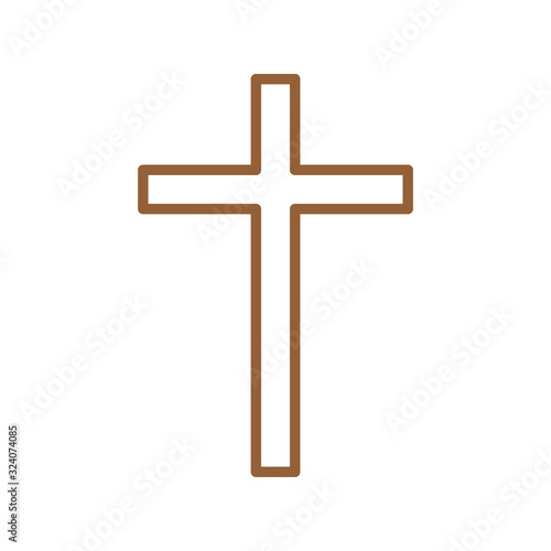 Christian and catholic cross line style icon vector design