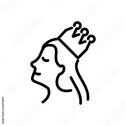 queen with crown, line style icon