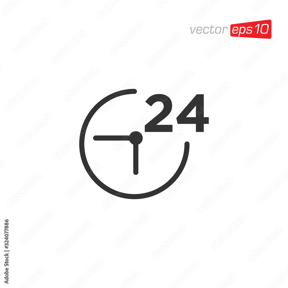 24 Hour Open Icon Logo Design Vector 24 Hour Open Icon Logo Design Vector