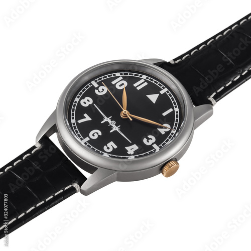 Wrist watch on a white background front side