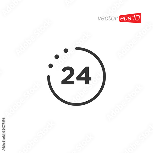 24 Hour Open Icon Logo Design Vector