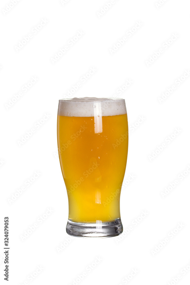Glass of beer. Wheat beer, Weissbier or Witbier, isolated on white background - image Glass of beer. Wheat beer, Weissbier or Witbier, isolated on white background - image