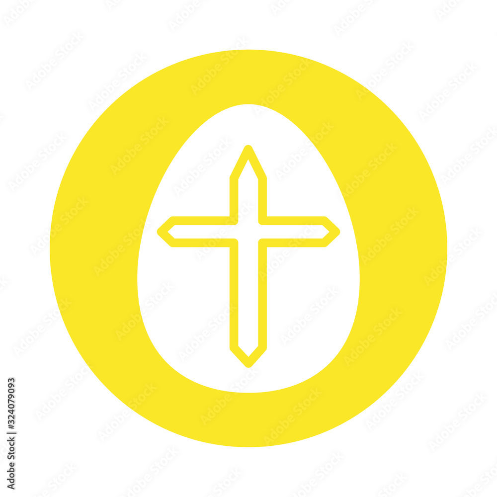 Obraz premium easter egg painted with cross religious block style