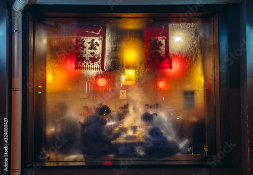 Steamed window of restaurant in Beijing, capital city of China