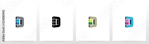 Rectangle Block On Letter Logo Design D