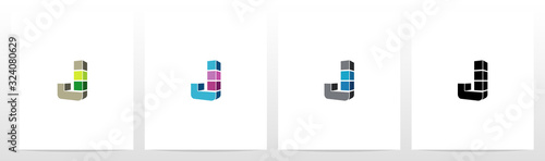 Rectangle Block On Letter Logo Design J