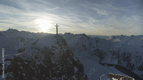 ischgl greitspitz magical alpine summit against silvretta sunset photo