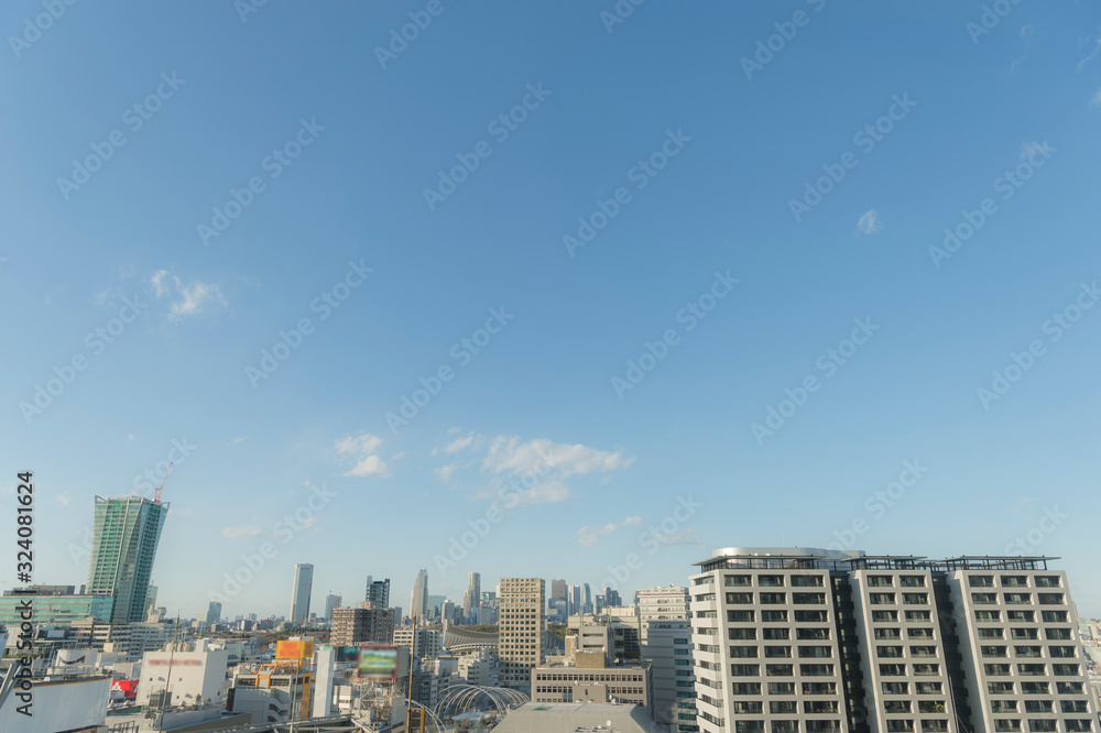 Obraz premium 東京都渋谷区から見た東京のビル群の街並み