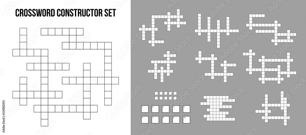 Creative vector illustration of crossword puzzle constructor, squares empty  set isolated on background. Art design for magazine and newspaper template.  Abstract concept graphic rebus game element Stock Vector | Adobe Stock
