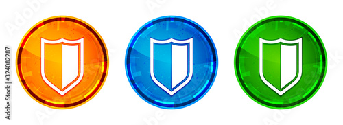 Shield icon shiny abstract round button set illustration