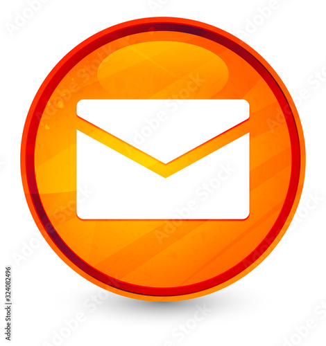 Email icon glassy orange round button illustration