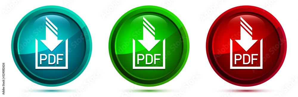 PDF document download icon elegant round button set illustration PDF document download icon elegant round button set illustration