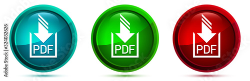 PDF document download icon elegant round button set illustration