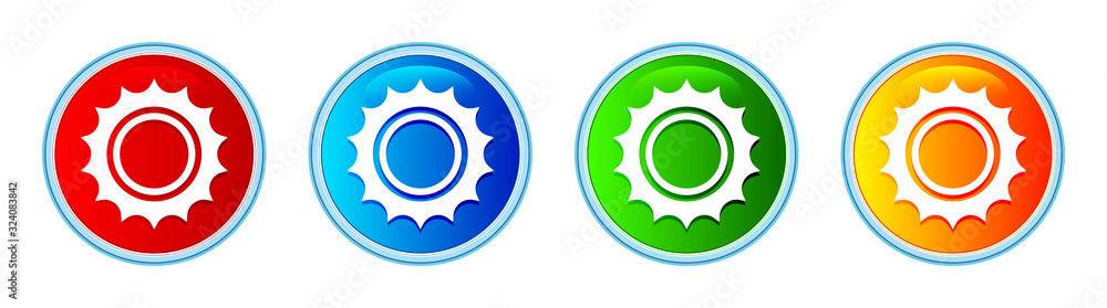 Sun icon glassy round button set illustration Sun icon glassy round button set illustration