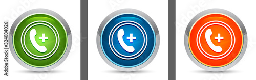 Billede på lærred Emergency call icon modern design round button set illustration