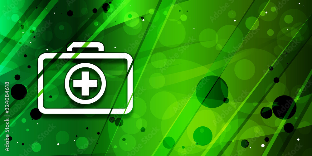 First aid kit icon trendy abstract galaxy green banner illustration