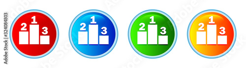 Podium icon glassy round button set illustration