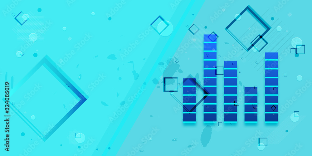 Equalizer icon flat abstract design cyan blue banner illustration