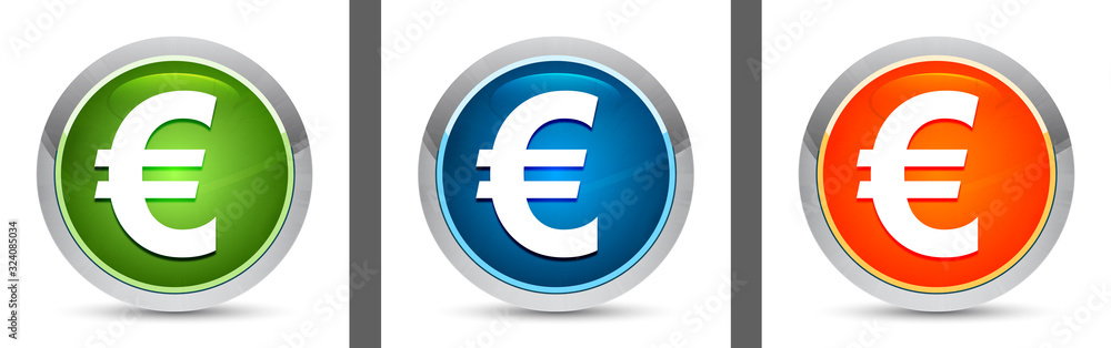 Euro sign icon modern design round button set illustration Euro sign icon modern design round button set illustration