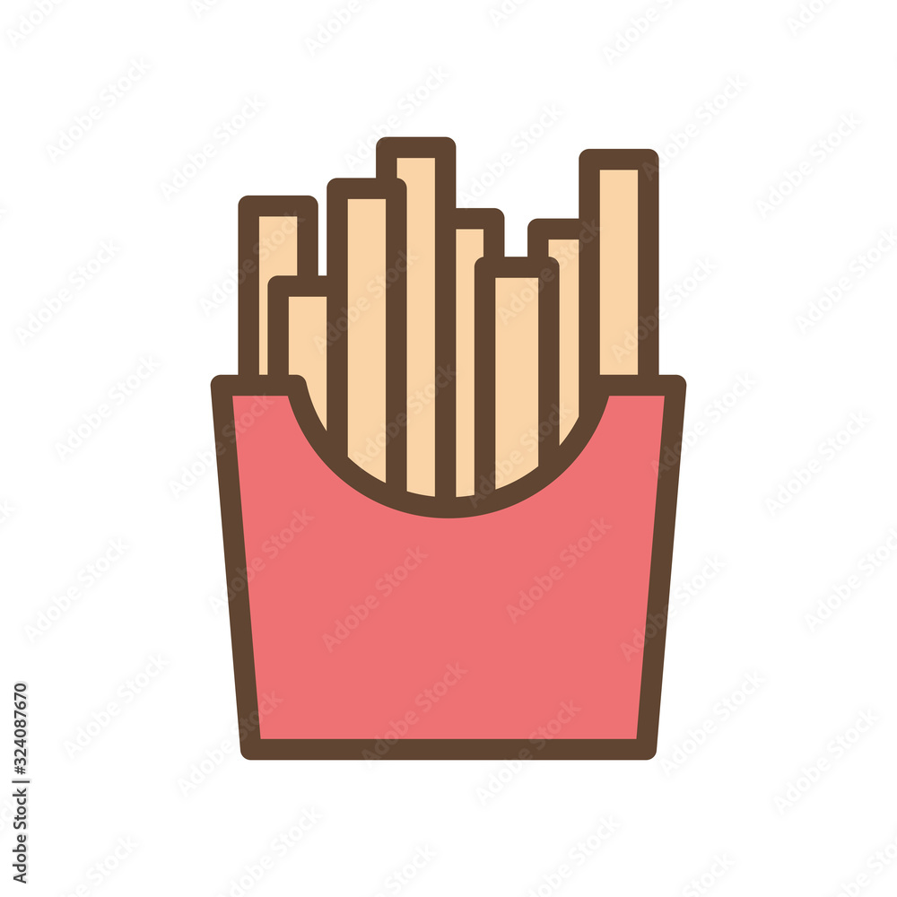 Isolated french fries food line and fill style icon vector design Isolated french fries food line and fill style icon vector design