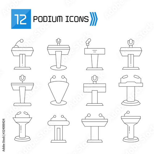 podium icons set thin line vector design © bigpa