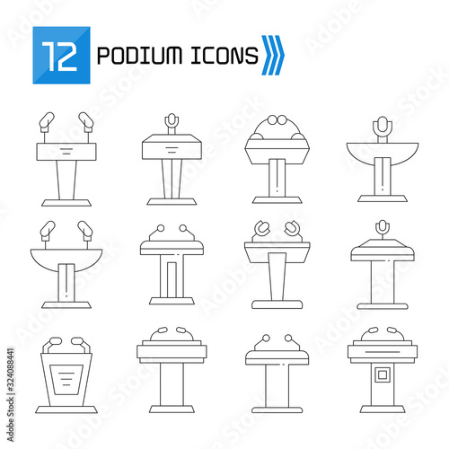 podium icons set thin line vector design