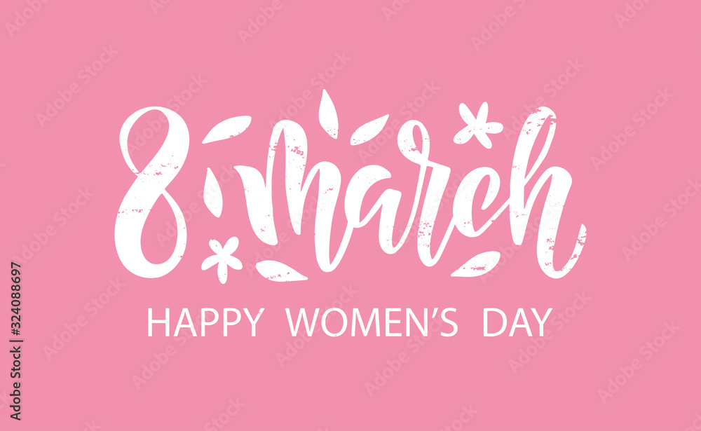 International Women's Day holiday typography. Gift card, advertising poster, flyer template