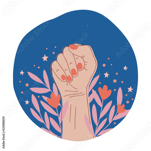 Feminism concept design. Girl power symbol. Women's rights poster